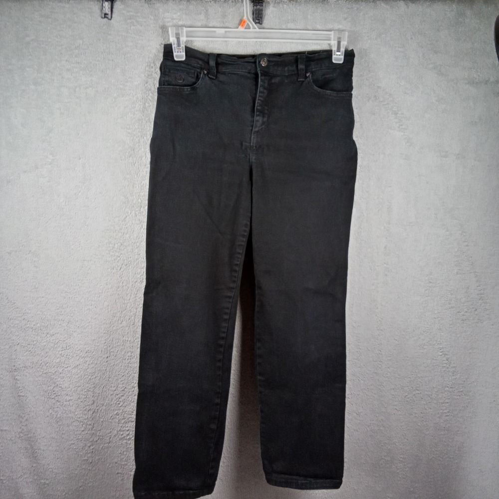 Gloria Vanderbilt Amanda High Rise Tapered Jeans Black Women 10P Petite Stretch